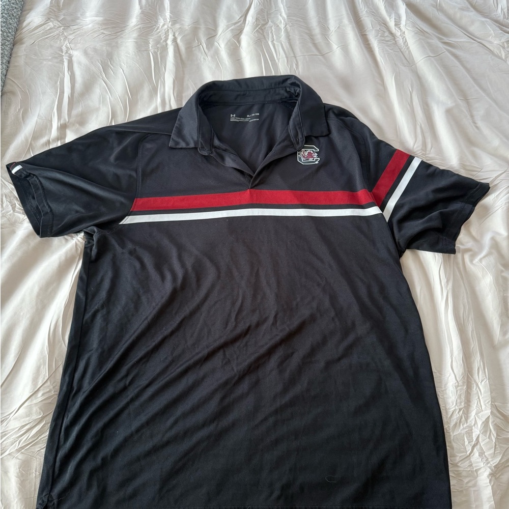 Under Armour Gamecocks Black Polo with garnet and White Accents